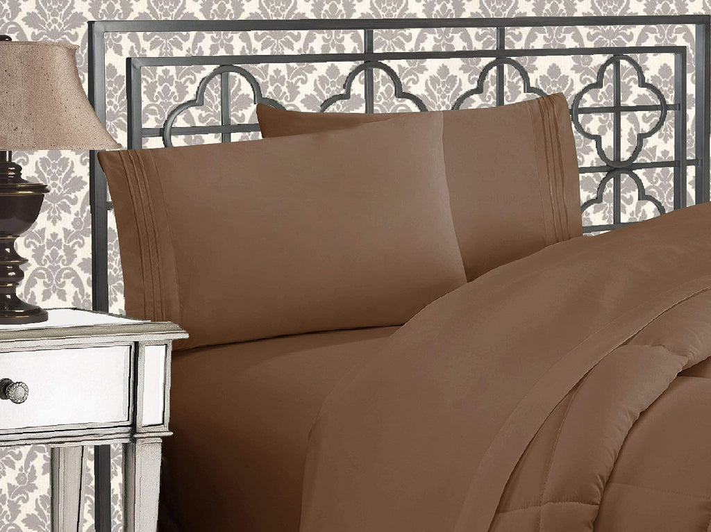 Elegant Comfort 4-Piece 1500 Premier Hotel Quality Bed Sheet Sets with Deep Pockets, Twin/Twin XL, Taupe