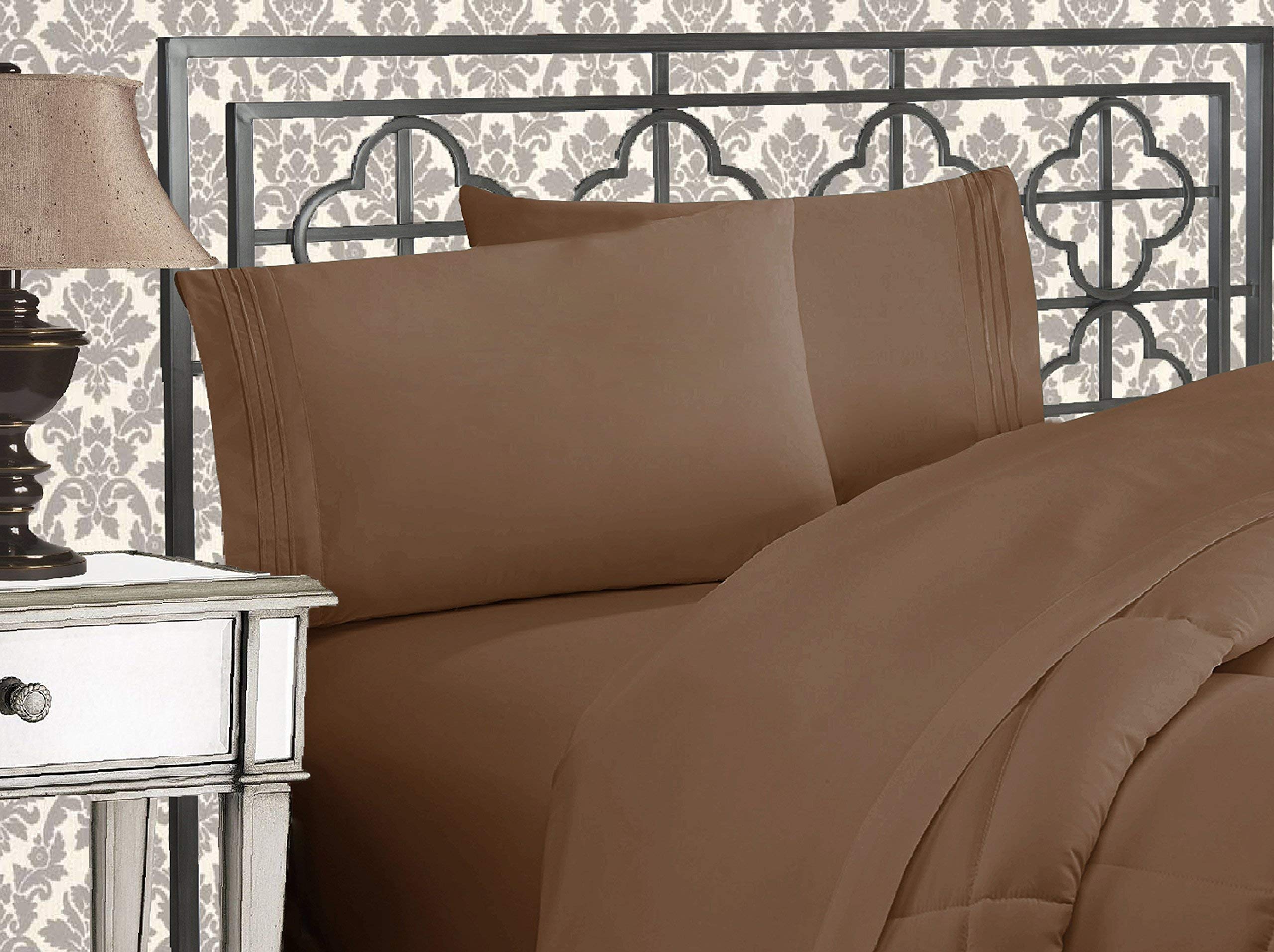 Elegant Comfort 4-Piece 1500 Premier Hotel Quality Bed Sheet Sets with Deep Pockets, Twin/Twin XL, Taupe