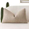 Foindtower Decorative Textured Boucle Throw Pillow Covers Accent Solid Lumbar Pillow Cases Neutral Cozy Couch Cushion Case For C