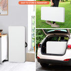 Zeny 34Inch Fold In Half Square Table, Portable Plastic Dining Card Table For Kitchen Or Outdoor Party Wedding Event, Bi-Folding Picnic Camp Dining Table, White