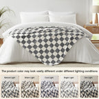 Homelike Moment Checkered Throw Blanket, Grey Checkerboard Grid Soft Fluffy Fleece Blankets Throws, Fuzzy Cozy Plush Flannel Bla