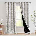 Jinchan 100% Blackout Curtains 108 Inch Length 2 Panels Grey Damask Medallion Window Curtains For Bedroom Extra Long Grommet Thermal Insulated Drapes For Living Room Vintage Window Treatments Set