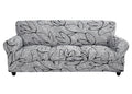 Searchi Stretch Sofa Cover Printed Couch Cover, Floral Pattern 4 Pieces Sofa Slipcover With 3 Separate Cushion Cover, Washable Furniture Protector For Living Room(Sofa, Grey Lotus+White)