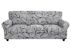 Searchi Stretch Sofa Cover Printed Couch Cover, Floral Pattern 4 Pieces Sofa Slipcover With 3 Separate Cushion Cover, Washable Furniture Protector For Living Room(Sofa, Grey Lotus+White)