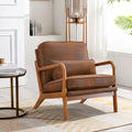 Joybase Lounge Accent Chair, Mid Century Modern Chair, Arm Chair, Wood Frame Armchair For Living Room, Bedroom (Coffee Brown, Br