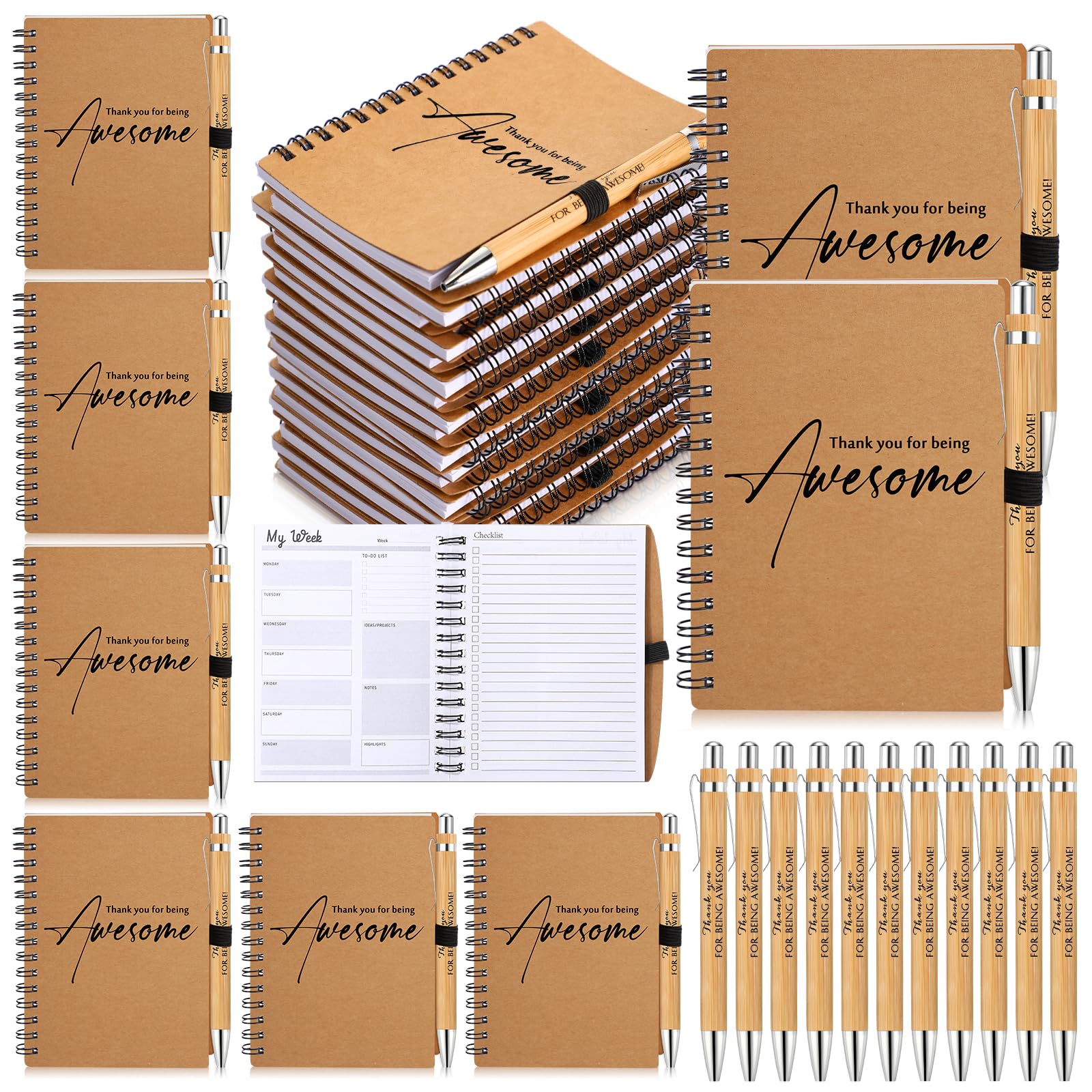 Tellingyou 10 Sets Back To School Thank You Gifts Bulk Notebook And Pens Inspirational Weekly To Do List Notebook For Teacher Gi