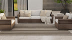 Mad Mats Geometric Outdoor Rug, Reversible Plastic Mat (4' X 6', Vertical Stripe - Beige)