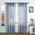 Pitalk Dusty Blue Semi Sheer Curtains 90 Inches Long for Living Room Set 2 Panels Rod Pocket Window Coverings Faux Linen Drapes 