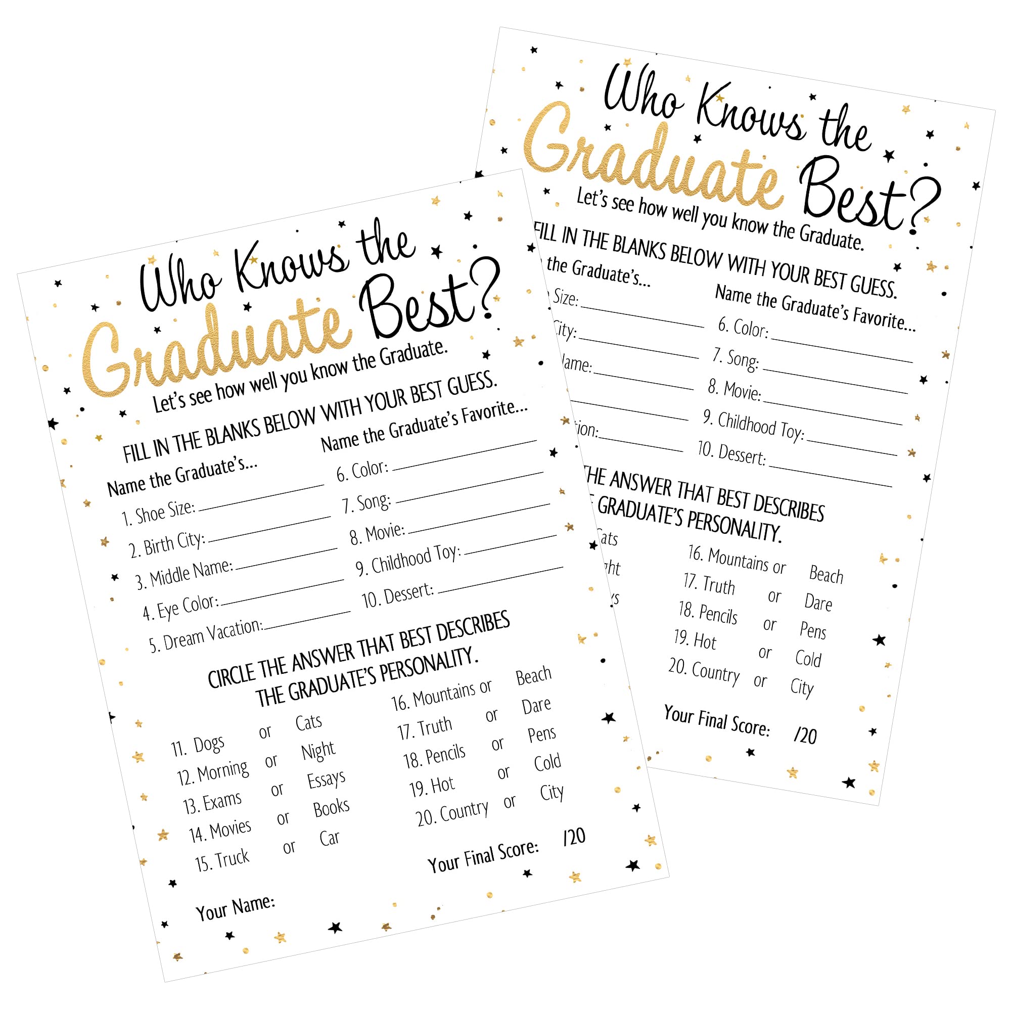 DISTINCTIVS Who Knows The Grad Best - Graduation Games - 25 Cards