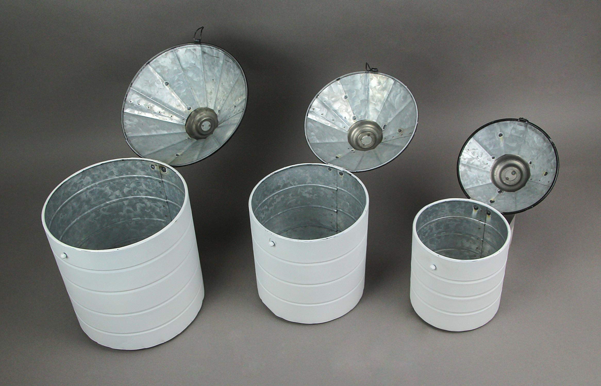 Things2Die4 Set Of 3 Black And White Vintage Farmhouse Tin Silo Canisters, One Size