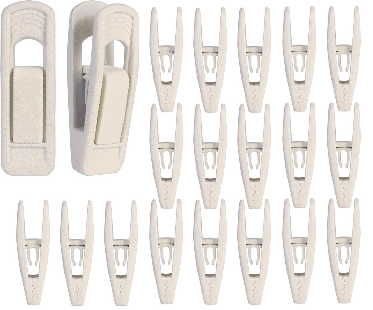 Mateda Velvet Hangers Clips Strong Finger Clips Perfect for Thin Velvet Hangers (Beige, 20)