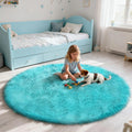 yulidayang Soft Round Area Rug for Kids Bedroom, Fluffy Fuzzy Shaggy Rug 4'X4'for Living Room, Non Slip Circle Plush Rug for Gir
