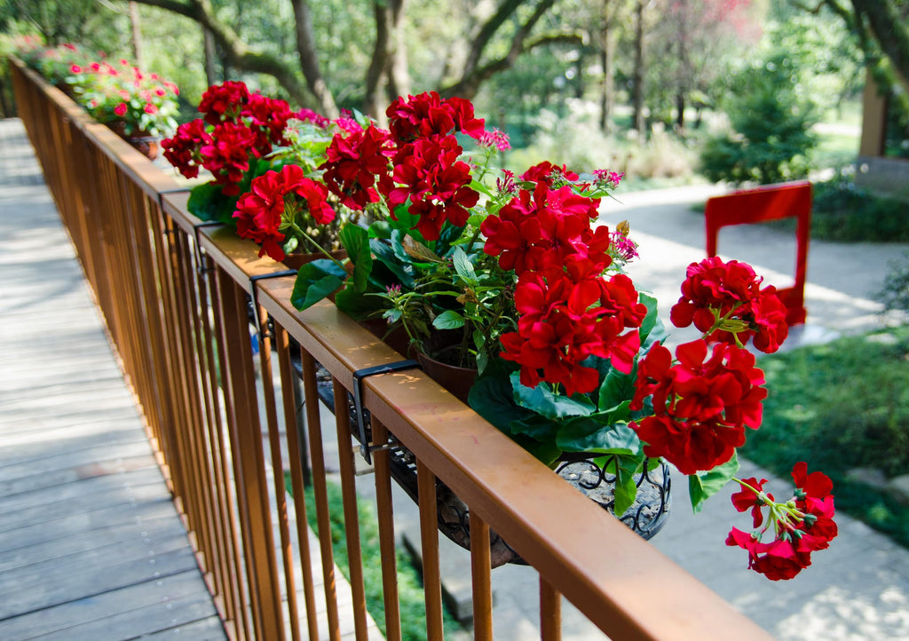 Mumiko Artificial Geraniums Silk Flowers, 18'' Ruby Red, 2PCS for Home Outdoor Garden Decor