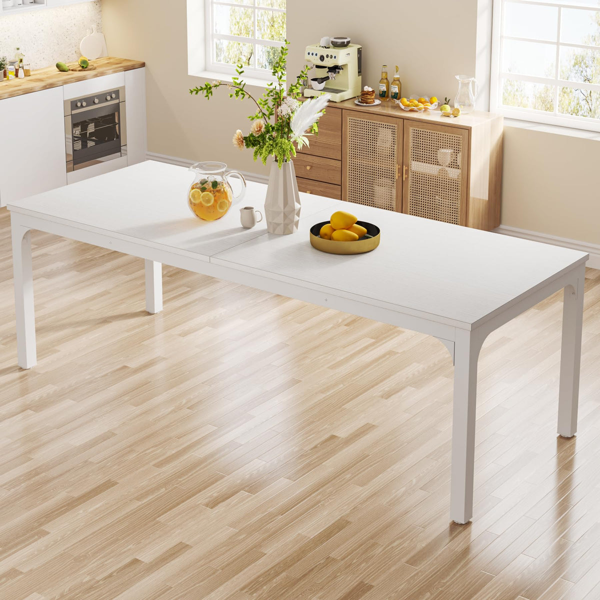 Tribesigns White Dining Table For 6-8 Person, 78-Inch Large Long Rectangle Kitchen Dinner Table For Dining Room, 78.7 X 27.5 X 2