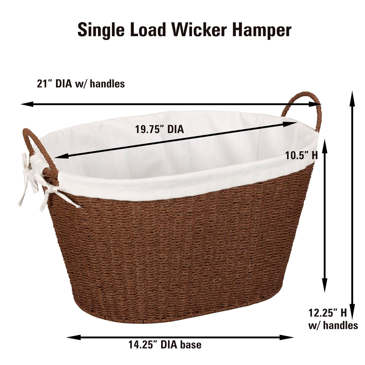 Household Essentials Brown Paper Rope Woven Oval Laundry Basket - Stylish Storage Solution for Home and Laundry Room
