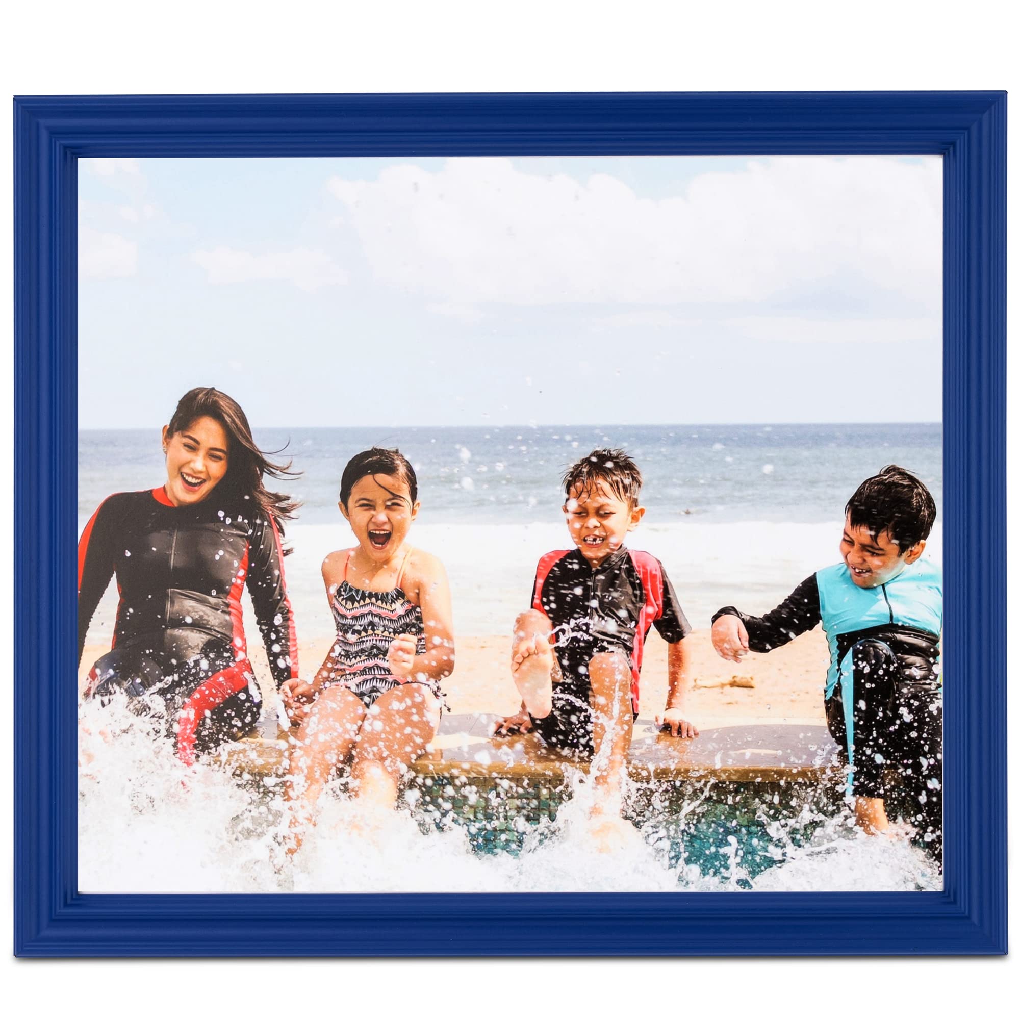 ArtToFrames 15x18 Inch Blue Picture Frame, This 1.00 Inch Custom Wood Poster Frame is Blue - Comes with Foam Backing 3/16 inch a