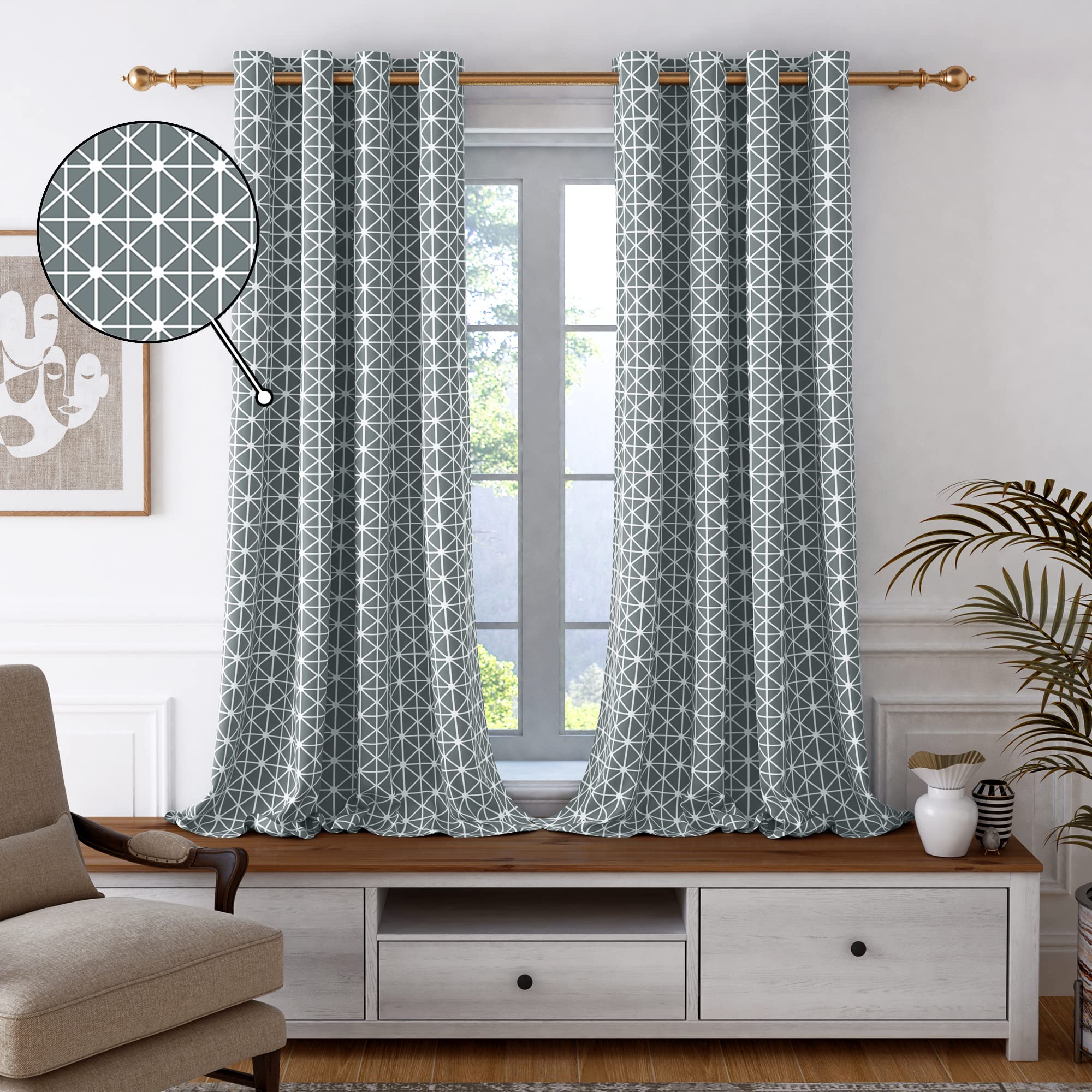 Story@Home Cotton Curtains 5 Feet Long 4 Piece | Abstract Printed Window Curtain | Light Filtering Curtain | Window Curtains For