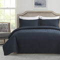 Maple&Stone Quilt Set Queen Size, Lightweight Navy Bedspread Ultrasonic Chevron Pattern Light Coverlet For All Season Comforter