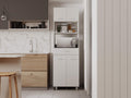 Mucura Microwave Cabinet with Drawer, 2 Double Doors, Open Shelf, and 4 Shelves, White