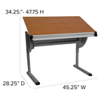 Flash Furniture Berkley Adjustable Drawing and Drafting Table with Pewter Frame