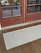 Unique Loom Collection Casual Transitional Solid Heathered Indoor/Outdoor Flatweave Area Rug (2' 7'' X 12' Runner, Light Gray/Iv