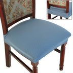 Buyue Luxury Dining Room Chair Covers Set Of 6, Easy Installation Stretchy Jacquard Armless Kitchen Chair Seat Protectors, Rear Covered- Sky Blue- 6