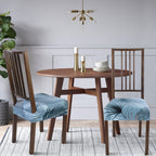 Searchi Stretch Dining Chair Seat Covers Set Of 4, Soft Removable Washable Seat Covers For Dining Chairs, Dining Room Seat Cover Slipcover Protector (Rear-Covered, Blue Foliage)