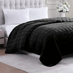 Casa Platino Black Blanket King Size - Pre-Washed Quilted Blanket - Lightweight King Size Duvet Insert - All Season King Blanket