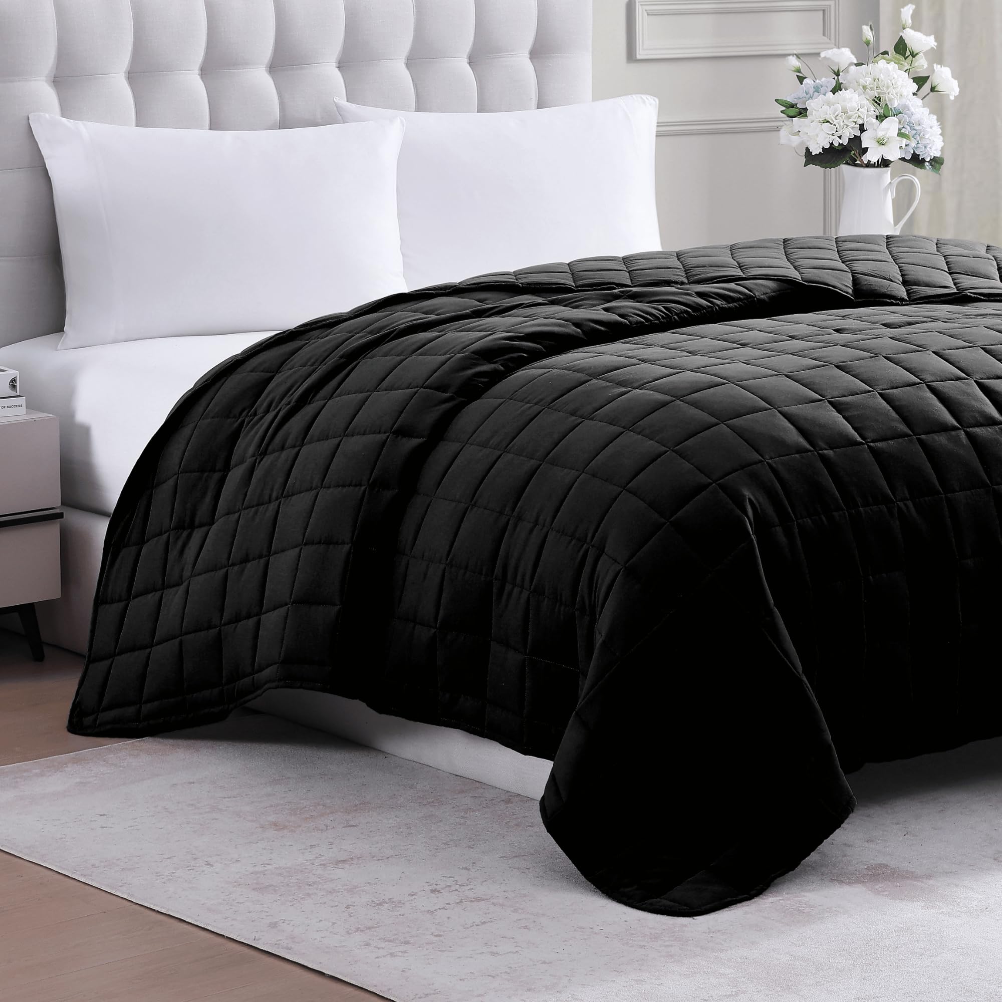 Casa Platino Black Blanket King Size - Pre-Washed Quilted Blanket - Lightweight King Size Duvet Insert - All Season King Blanket