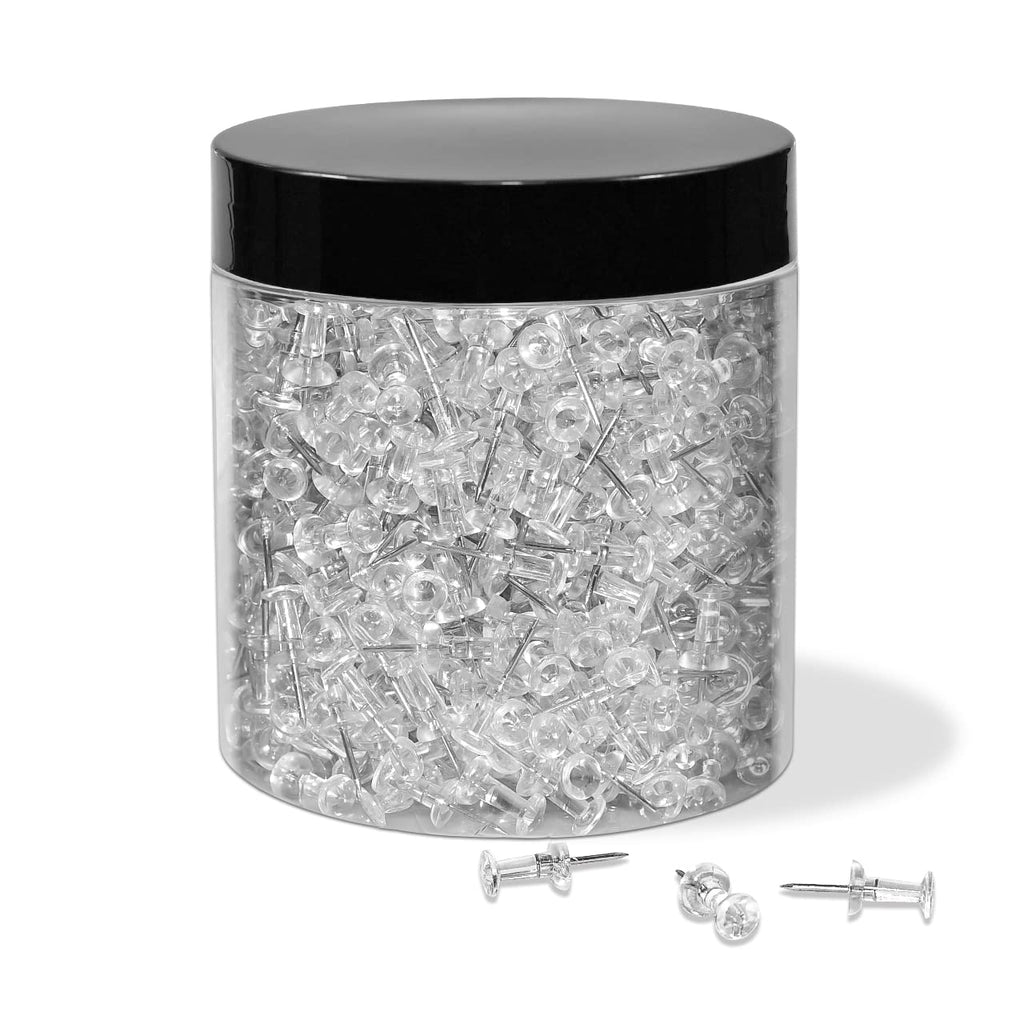 JIKIOU Push Pins Tacks - 800 Count Clear Thumb Tacks with Steel Point, One Size, Reusable Box, Ideal for Home Office and Craft Projects