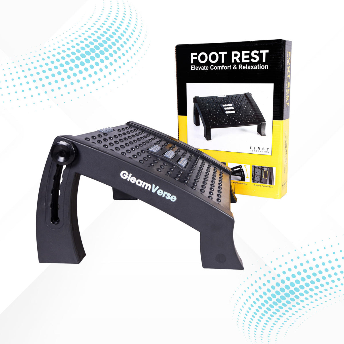 Adjustable Foot Rest for Office Chair with Massage Texture and Roller | Ergonomic Footrest Under Desk with 6 Heights | Leg Resti