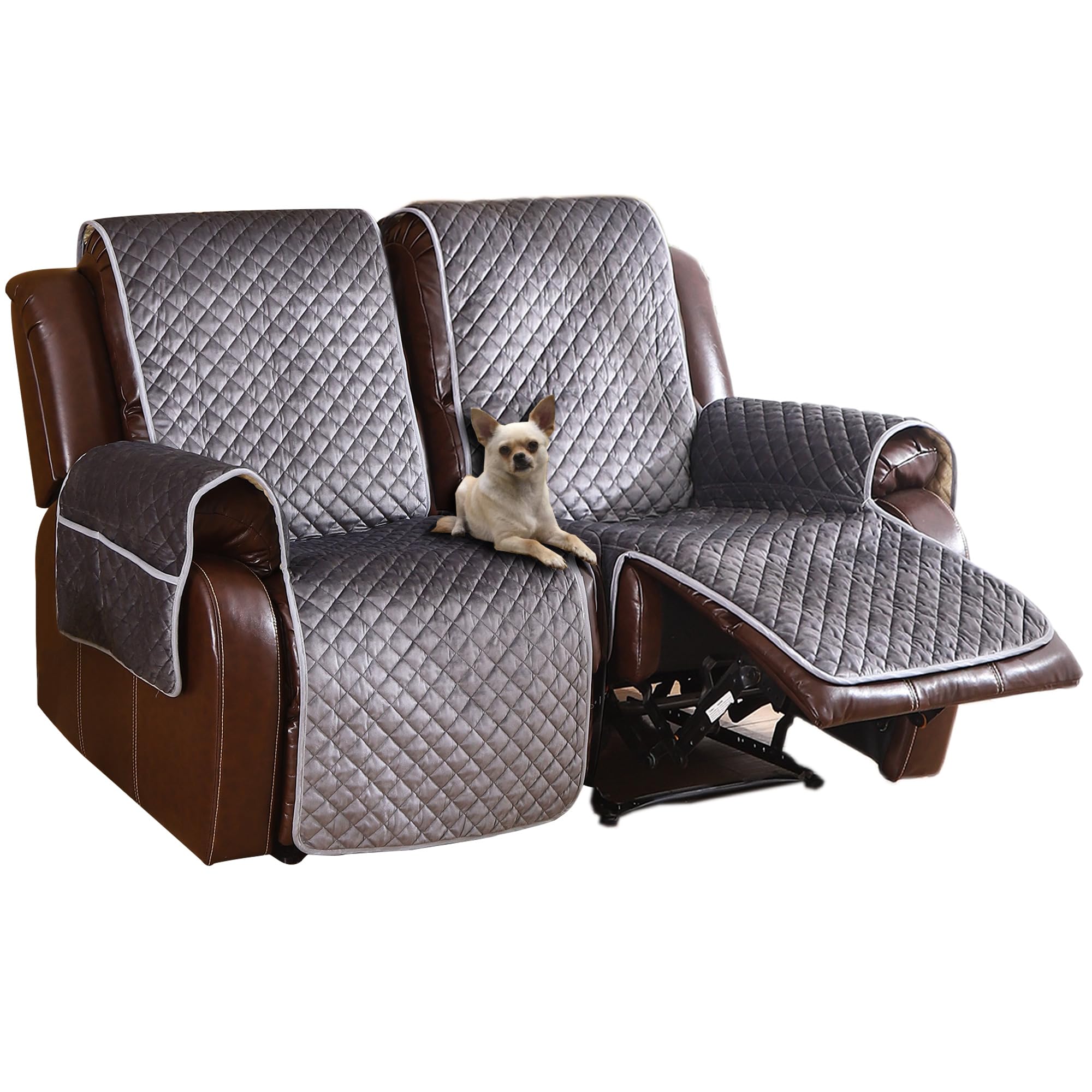 LUFEIJIASHI Non Slip Recliner Couch Covers for 2 Cushion Couch Sofa Reclining, Waterproof Recliner Sofa Covers 2 Seat, Velvet Re
