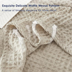 Phf Ultra Soft Waffle Weave Throw Blanket 50'X 60'- Washed Lightweight Breathable Cozy Woven Blanket For Bed - Aesthetic Decor For Couch Bedding Sofa Home Car - Light Khaki/Linen