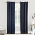 Sun Zero Easton Energy Saving Blackout Rod Pocket Curtain Panel, 40 x 84, Navy Blue