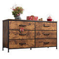 Wlive 6 Drawer Dresser For Bedroom, Wide Fabric Dresser Tv Stand For 60' Tv, Large Storage Tower Unit With Fabric Bins For Bedroom, Closet, Hallway, Rustic Brown