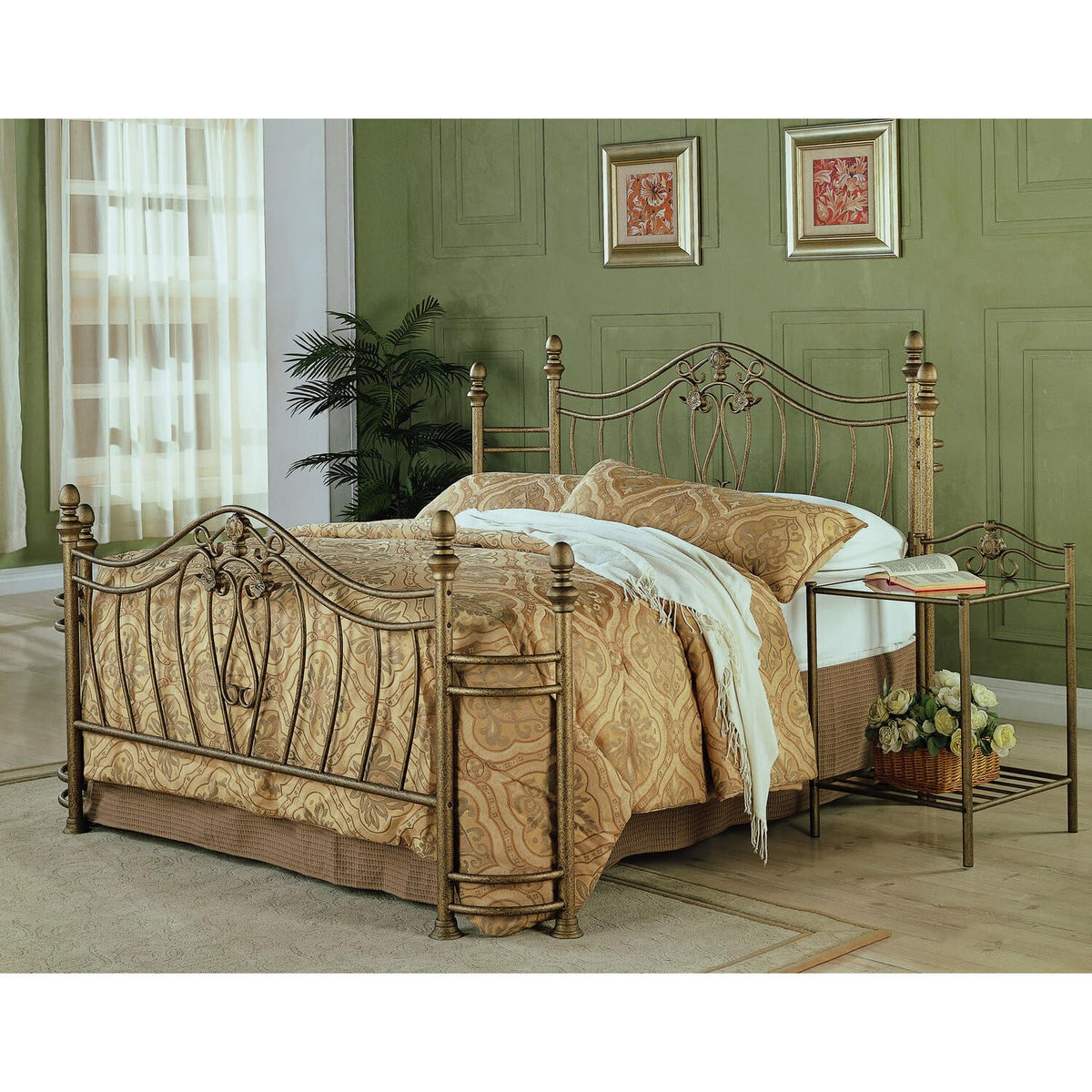 Coaster Home Furnishings Sydney 1-Shelf Nightstand, Brushed Gold, 20"W x 20"D x 32"H, Model 300172, Glass Material