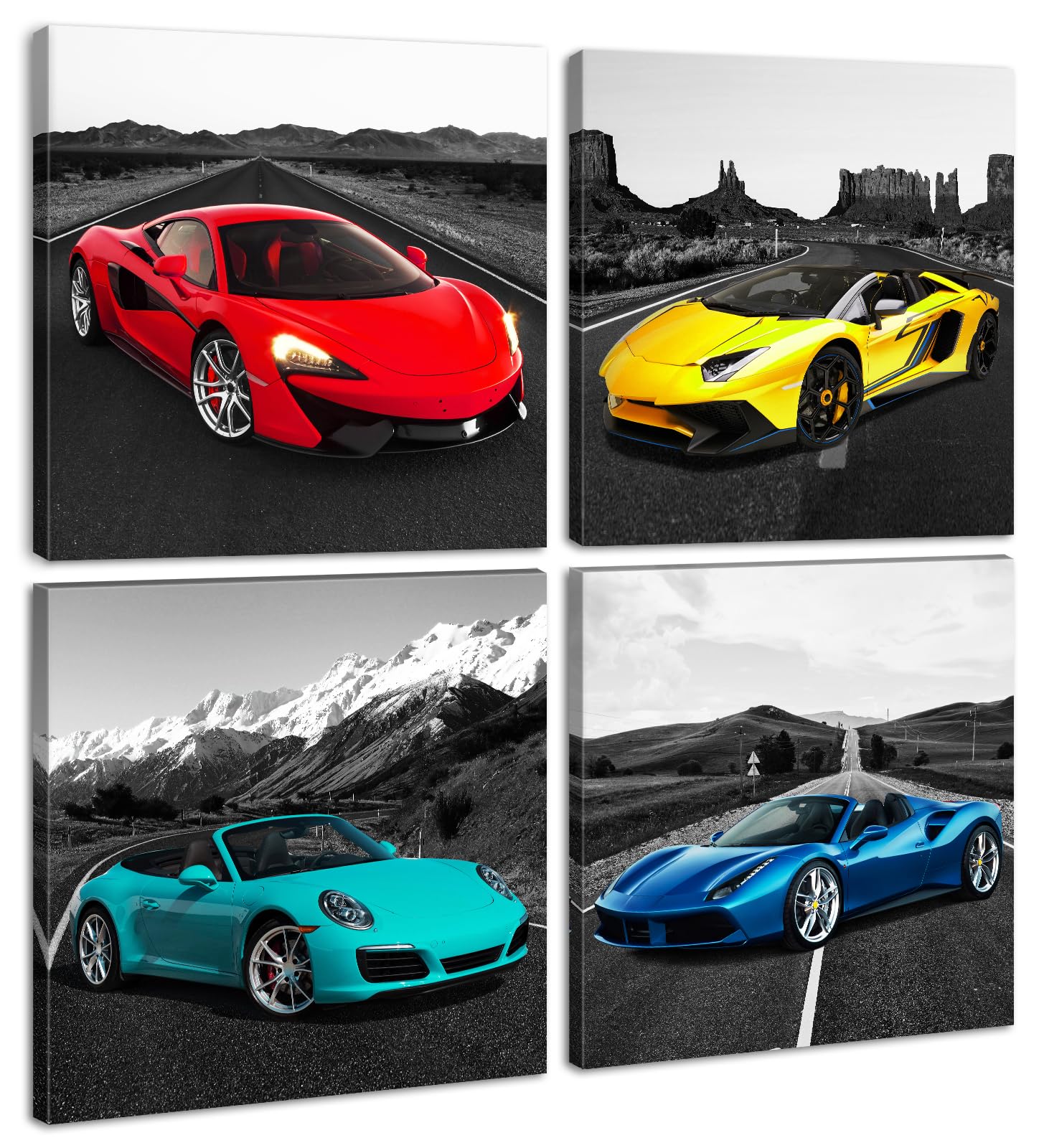 JiazuGo Car Pictures Posters Black and White Wall Decor Art for Teen Boys Room Mens Bedroom Office Canvas Framed Ready to Hang 1