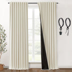 Shineland Beige Curtains 84 Inch Length 2 Panels Set For Living Room,Heat Light Blocking Blackout Farmhouse Curtains Drapes 84 I