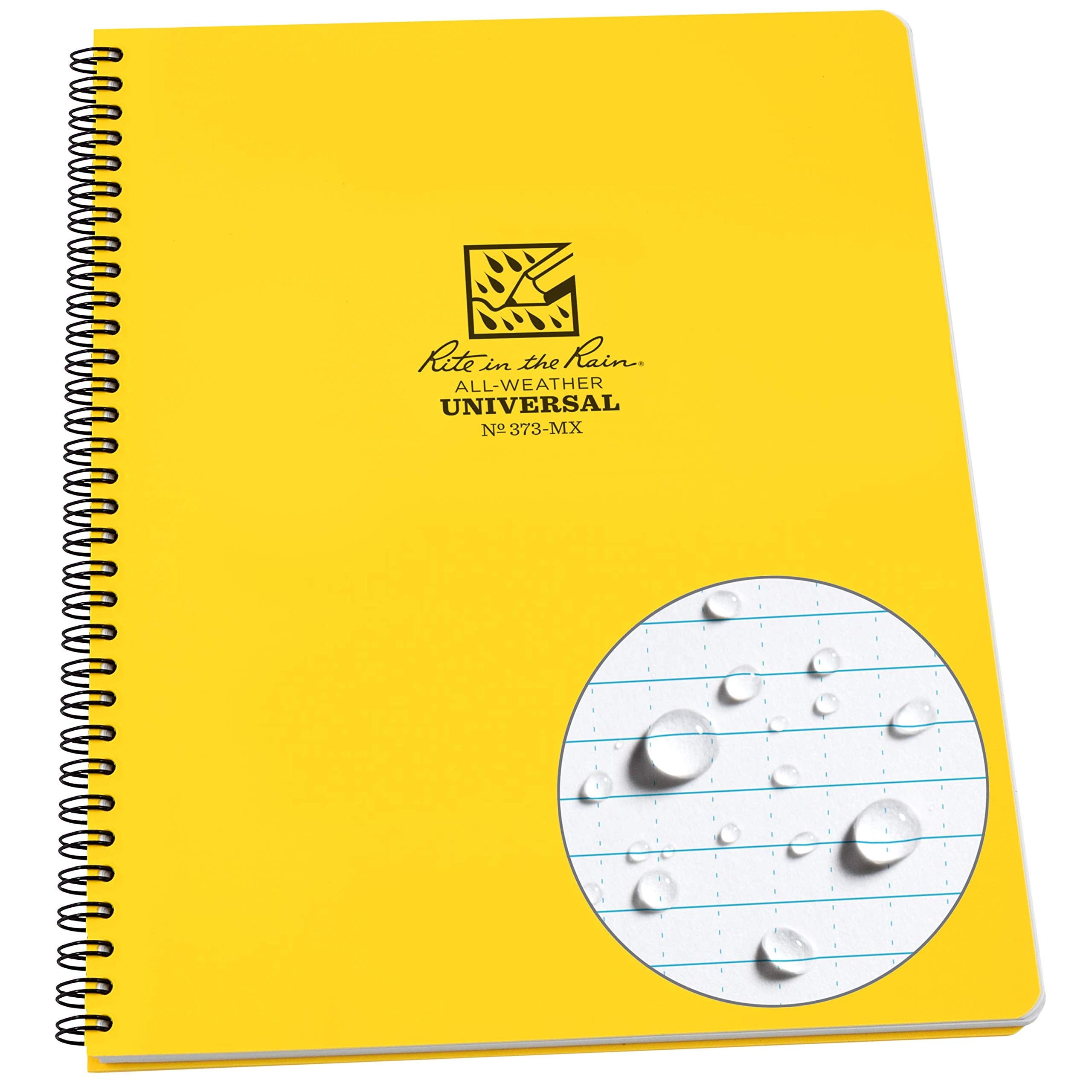 Rite In The Rain Weatherproof Side Spiral Notebook, 8.5' X 11', Yellow Cover, Universal Page Pattern (No. 373-Mx)