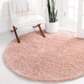 Rugs.com Soft Solid Shag Collection Round Rug - 5 Ft Round Khaki Shag Rug Perfect for Kitchens, Dining Rooms