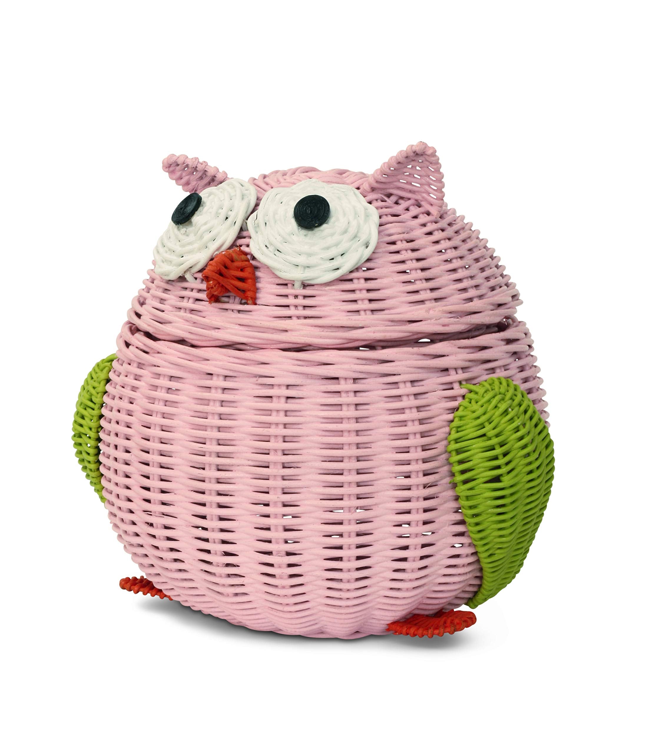 G6 Collection Owl Rattan Storage Basket With Lid Decorative Bin Home Decor Hand Woven Shelf Organizer Cute Handmade Handcrafted