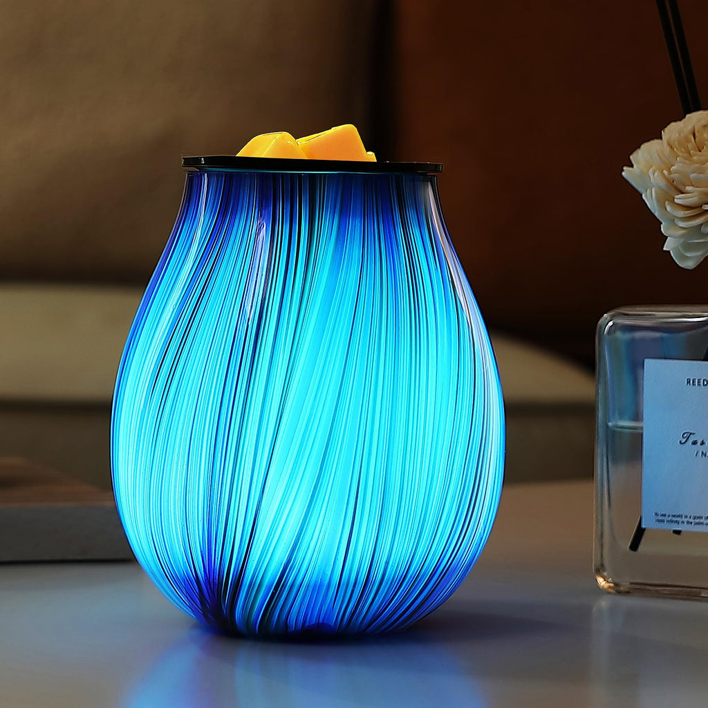 Electric Wax Melt Burner Art Glass Scented Candle Warmer with Timer and 7 led Color Changing Removable Silicone Dish for Wax Mel