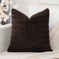 Otostar Corduroy Decorative Throw Pillow Covers 22X22 Inch Super Soft Boho Striped Square Pillow Covers Case Modern Cushion Covers For Sofa Couch Bedroom Car Decor Dark Brown