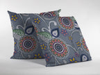 HomeRoots Red, Orange, Blue, Green On Gray Broadcloth 26â€ Gray Pink Floral Indoor Outdoor Throw Pillow