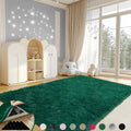 Mugorn 4x6 Rugs for Living Room, Large Fluffy Dark Green Area Rugs for Bedroom, Soft Carpet Shag Kids Rug with 4 Non-Slip Rug Pa