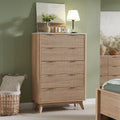 T4TREAM Fluted 5 Drawers Dresser, 48 Tall Modern Chest of Drawers with Faux Marble Top, Curved Profile Design, Wood Drawer Organ