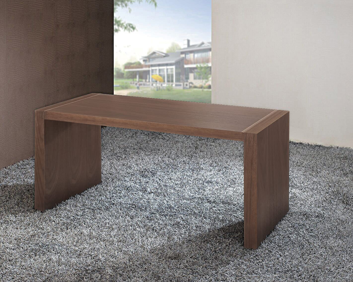 Neos Modern Furniture Wooden Veneer Executive Computer Desk in Walnut