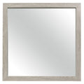 Benjara Transitional Style Square Mirror with Wooden Frame, Brown