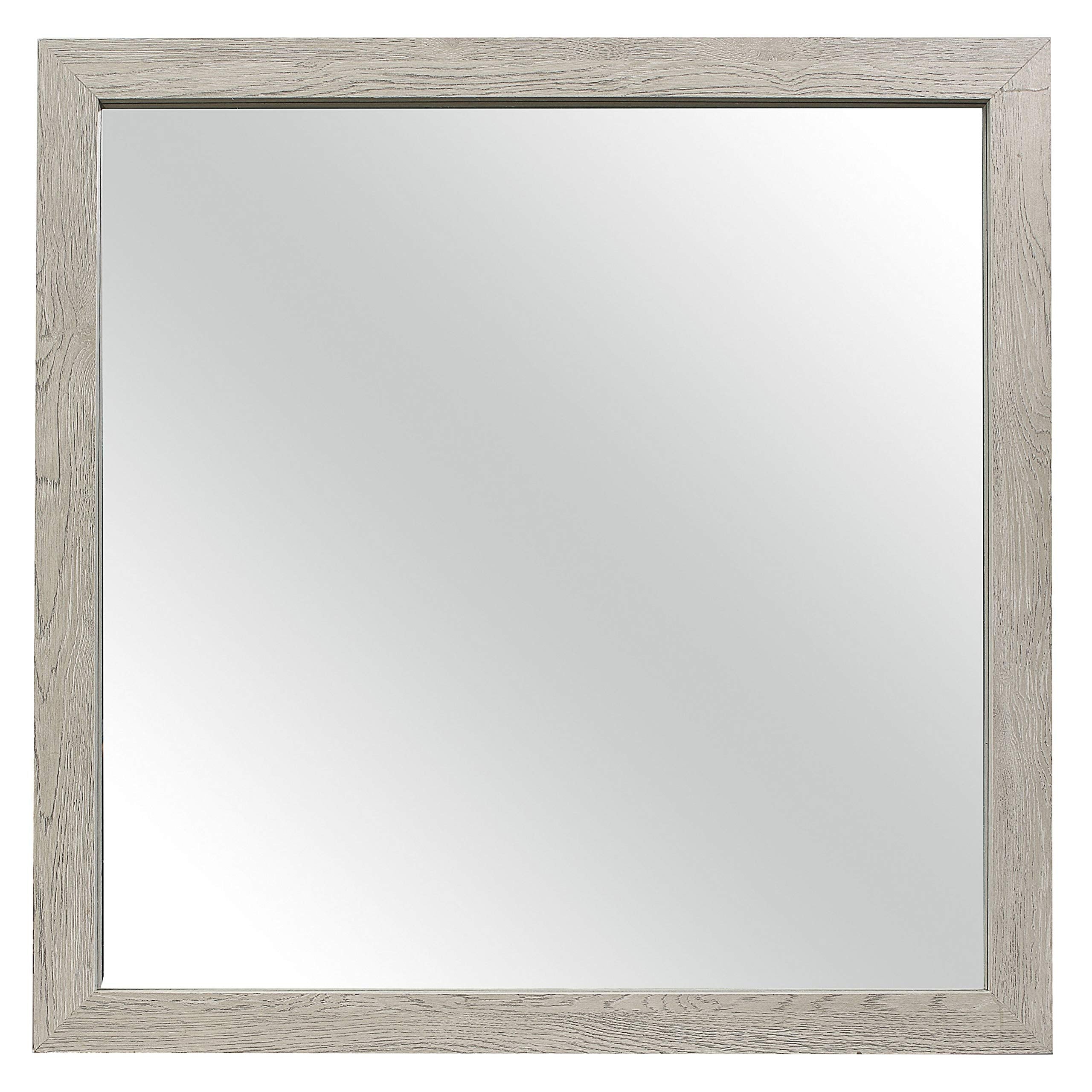 Benjara Transitional Style Square Mirror with Wooden Frame, Brown