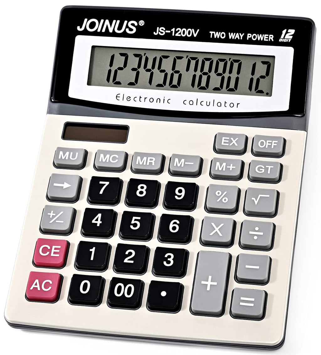 Calculator, Standard Function Desktop Calculator With 12-Digit Large Lcd Display And Big Sensitive Computer Keys, Solar Battery